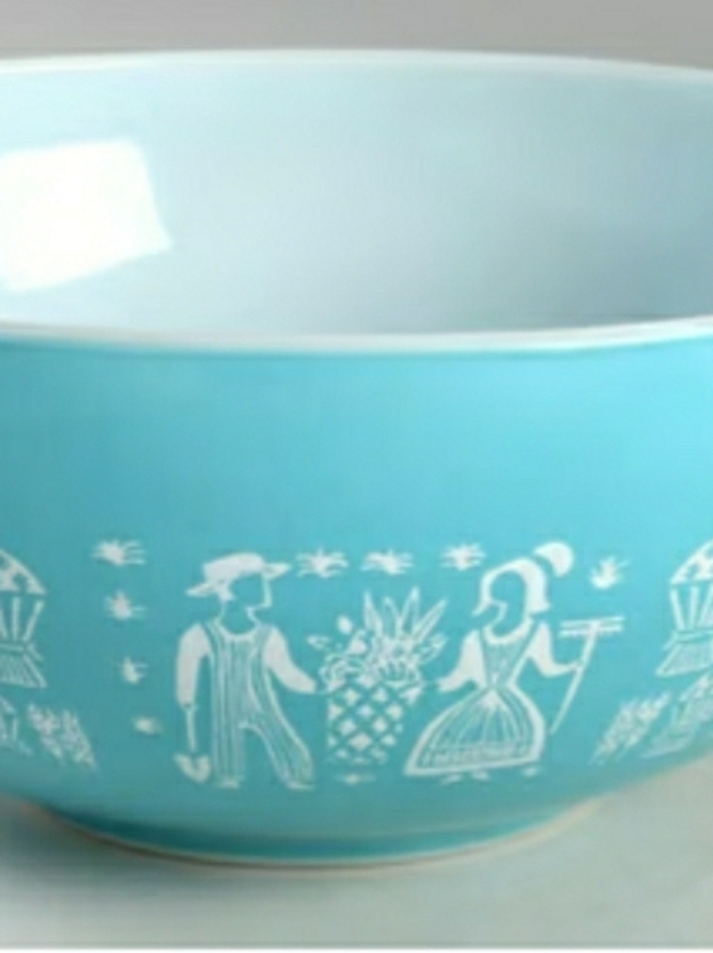 Pyrex 4Qt. "Butterprint" #444 Turquoise Cinderella Bowl ~ Vintage MCM